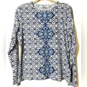 Lands End Women's Long Sleeve Swim Rash Guard Modest Swim Tee Size Medium